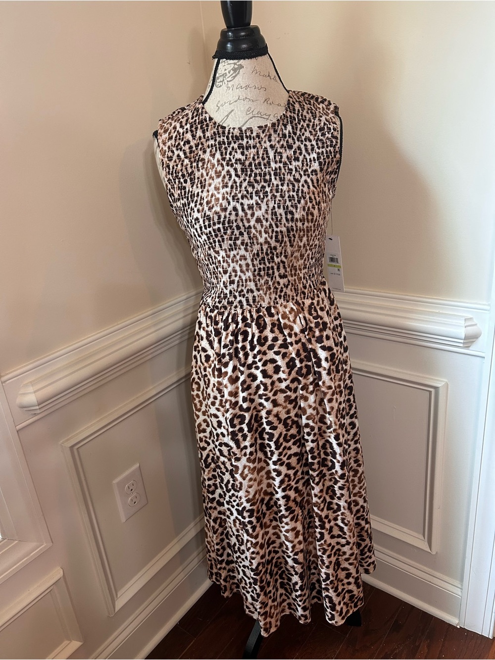 Calvin Klein Leopard Print Maxi Dress - Brown/Black/Cream